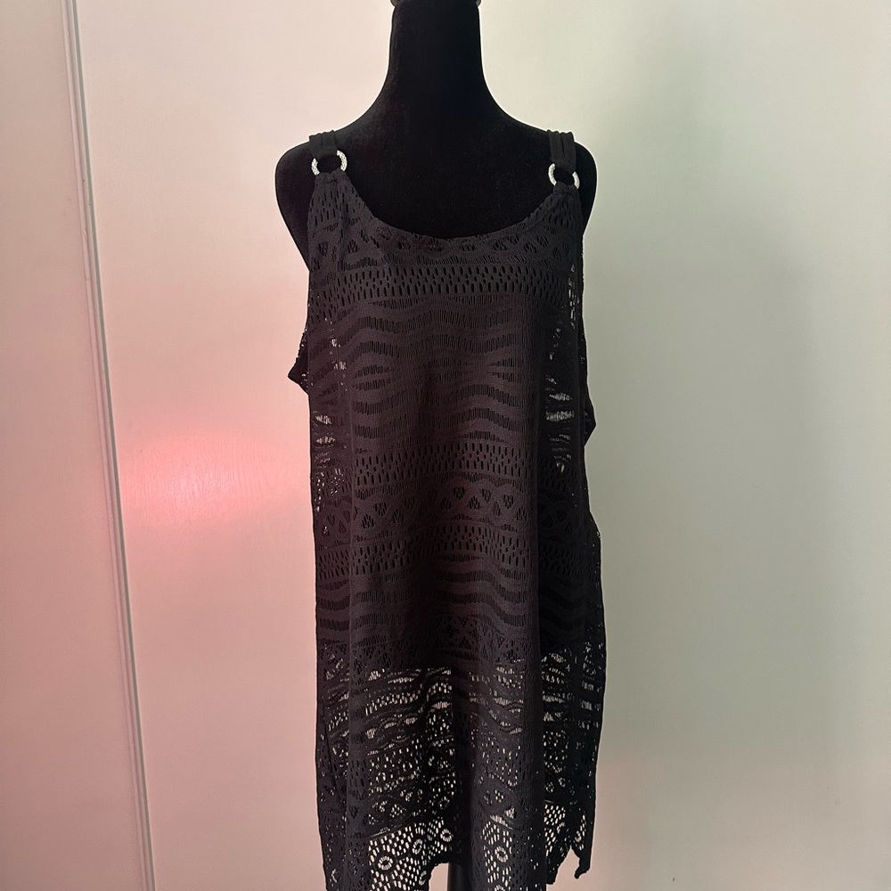 Dotti Black Crochet Cover-Up Dress | Size M